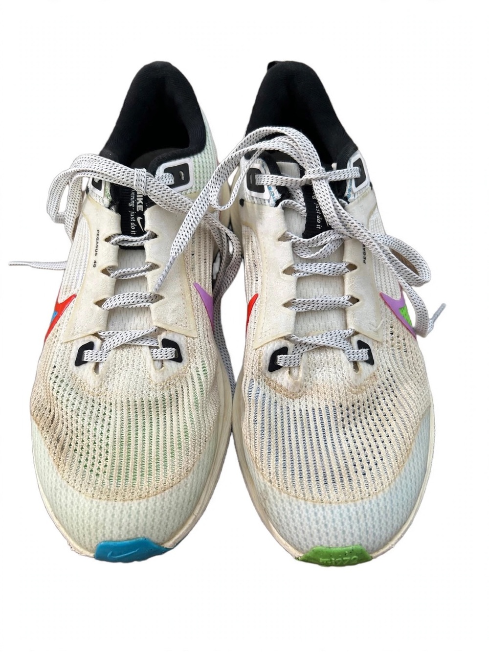 Nike Women's Athletic Sneakers - Cream with Rainbow Accents